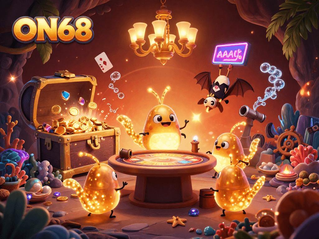 Experience the brilliance of ON68 as glowworms illuminate a vibrant underground casino scene