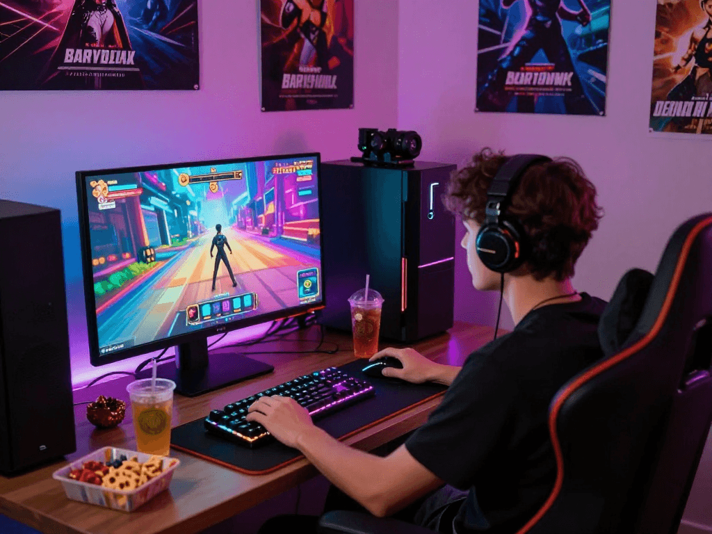Engaging sex game gameplay environment highlighting vibrant graphics and gaming setup.