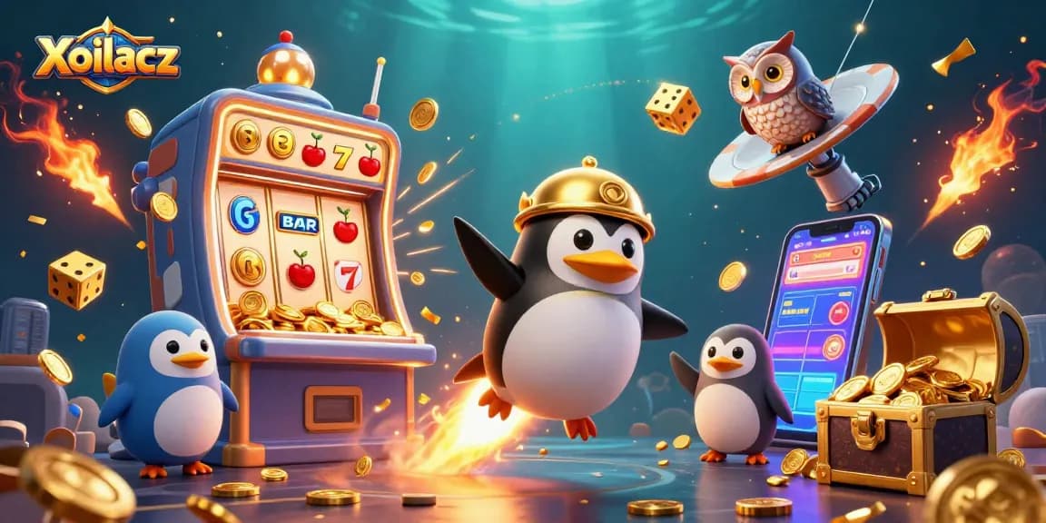 Xoilacz transforms gaming as a golden penguin blasts through space to a casino universe.