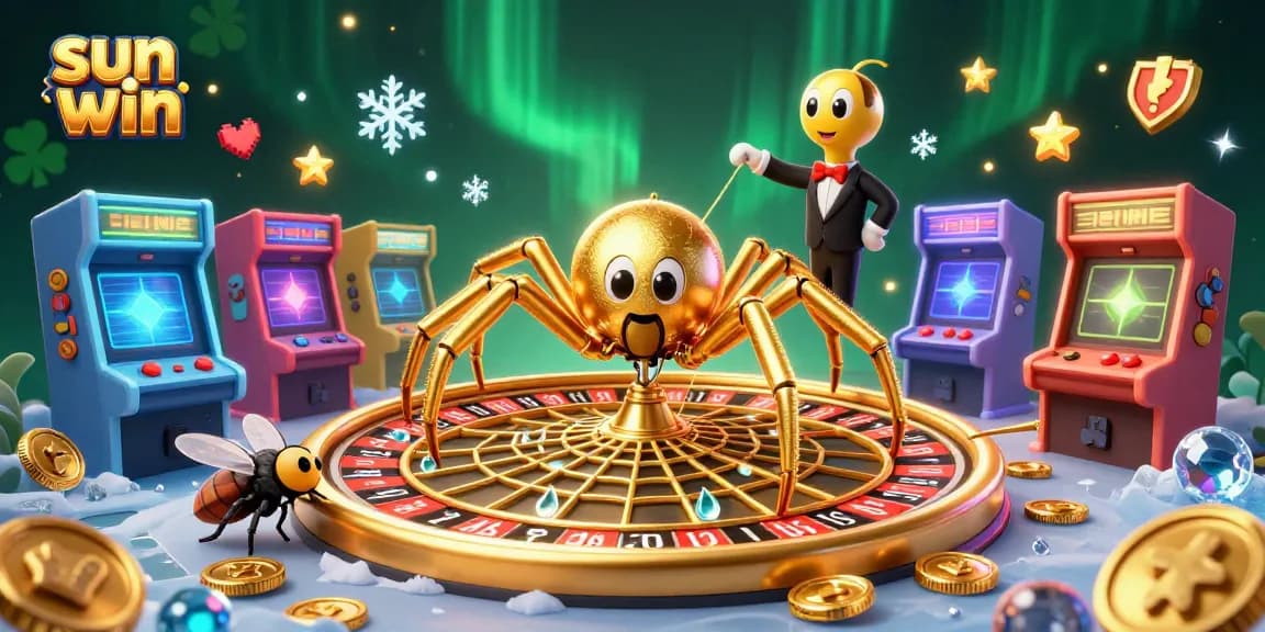 Engage in thrilling spins and bets with Sun Win's captivating casino scene featuring vibrant game elements.