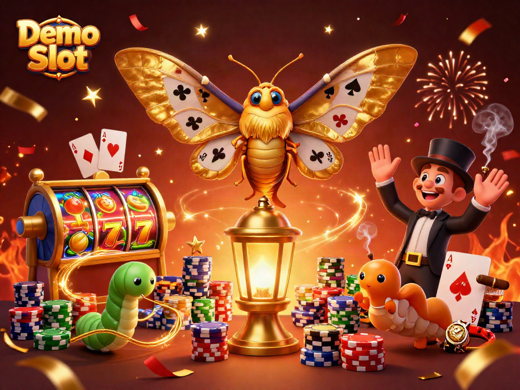 Enjoy the excitement of Demo Slot games with vibrant illustrations and a rich casino atmosphere.