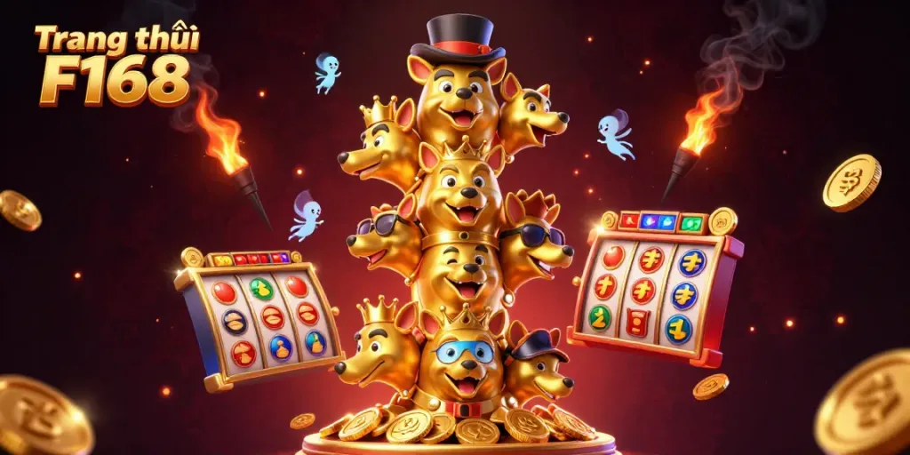 Experience thrilling slots action at Trang chủ F168 in a vibrant 3D casino scene.