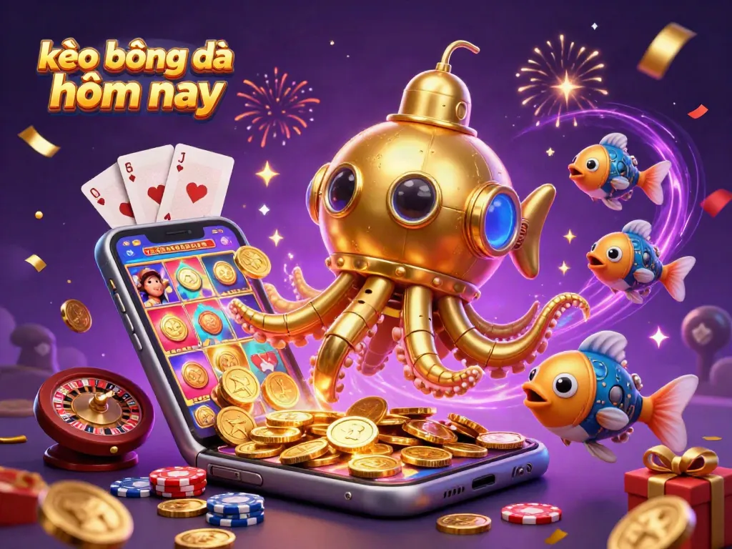 Engage with kèo bóng đá hôm nay through a dynamic scene filled with golden coins and gambling actions.