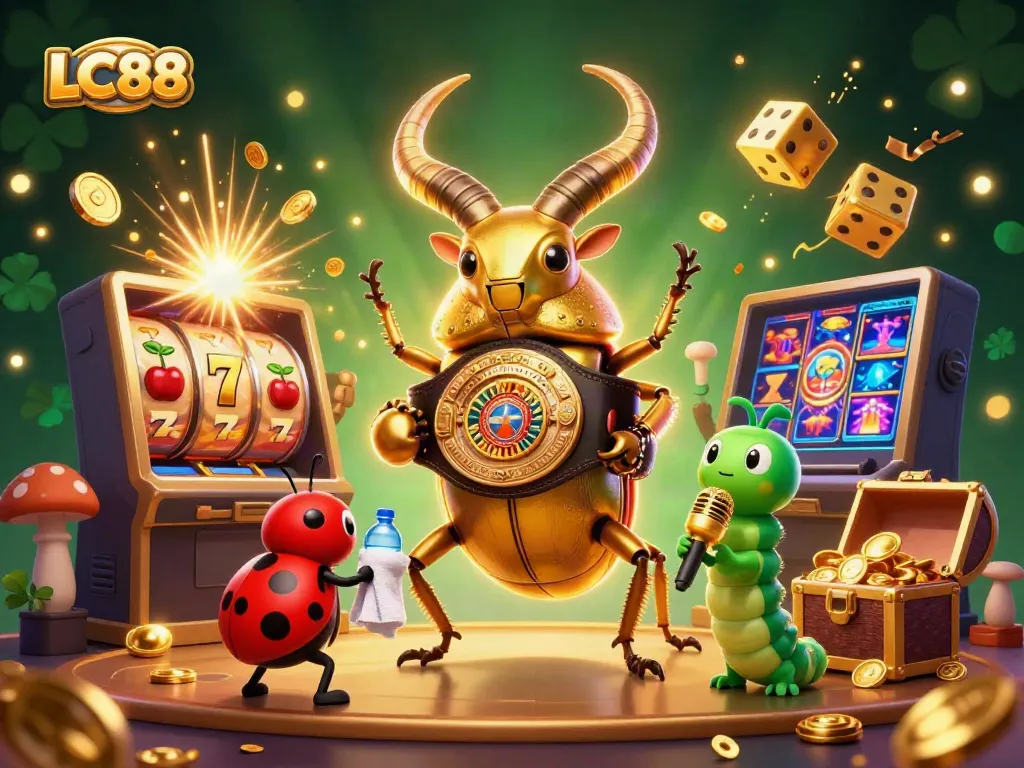 Experience winning thrills with LC88 featuring a boxing stag beetle amidst exploding jackpots.