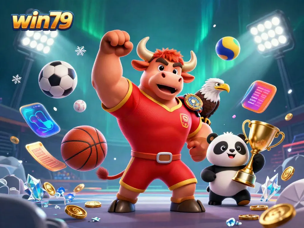 Experience thrilling gaming action at win79, where champions celebrate victories amidst dynamic sports and casino elements.