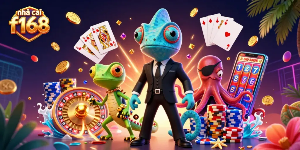 Experience thrilling action at nhà cái f168 with colorful casino elements and engaging characters.