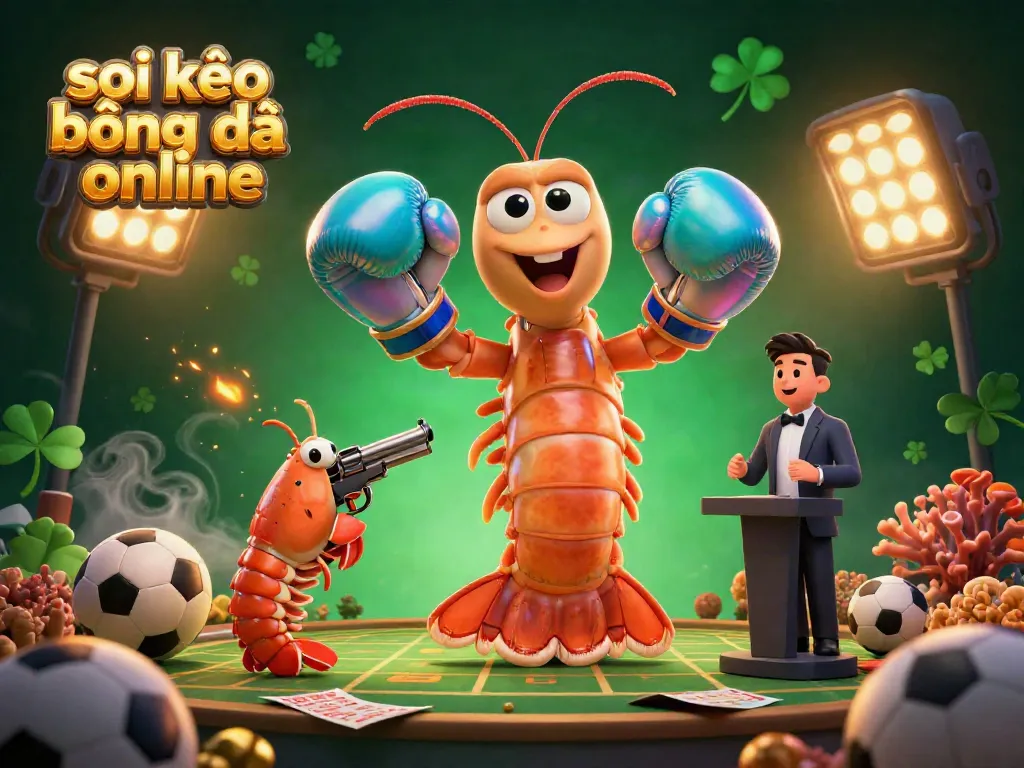 Experience live betting excitement with soi kèo bóng đá online featuring sports-themed characters and vibrant gambling elements