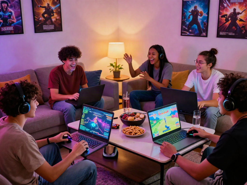Exciting gaming night with friends playing an adult game, showcasing lively interactions and vibrant environment.