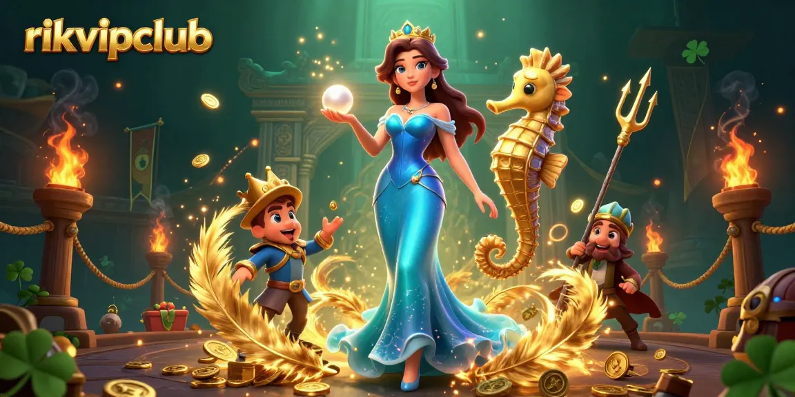 Play exciting games at rikvipclub with vibrant casino elements and enchanting underwater motifs.