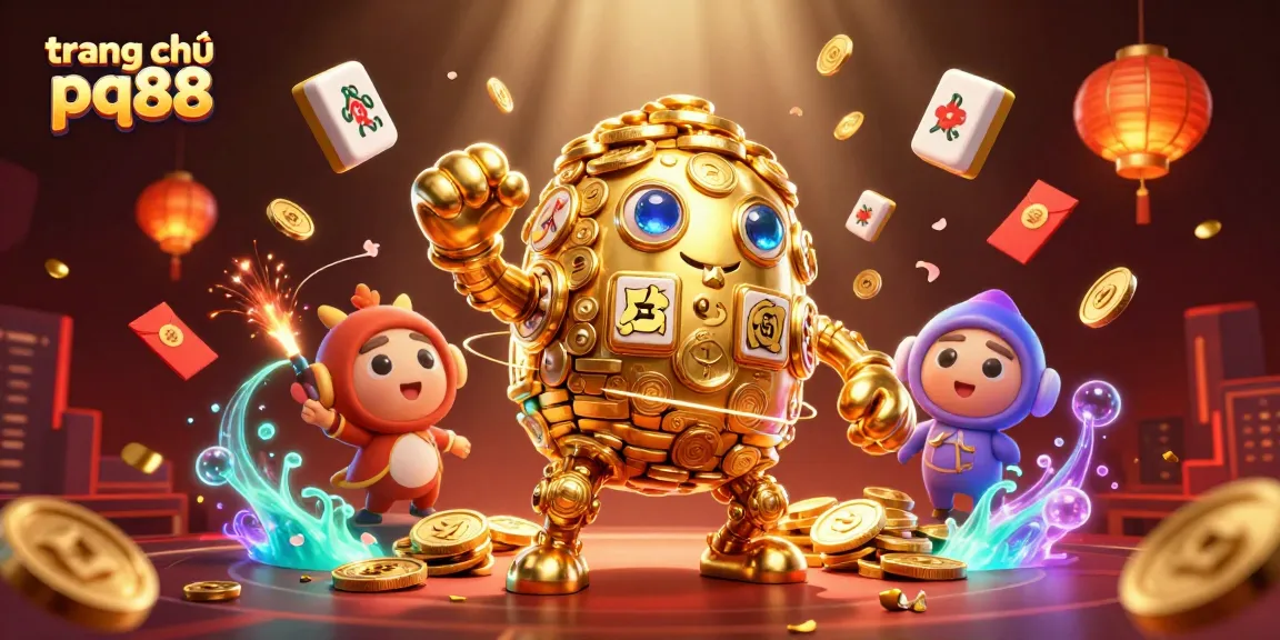 Experience the exciting gameplay of trang chủ pq88 with vibrant casino elements and a golden golem character.