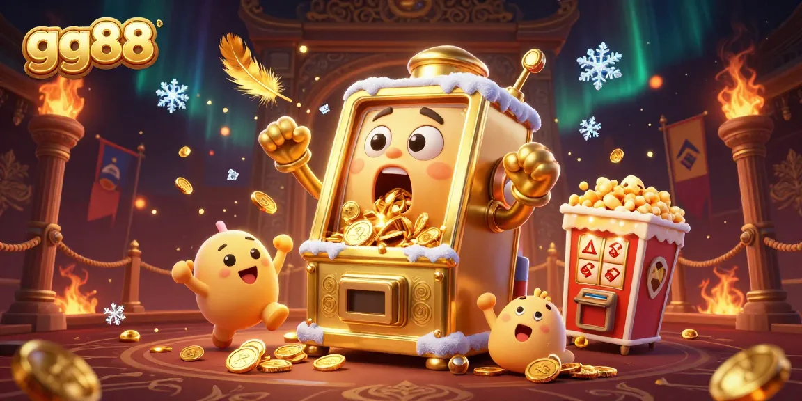 Win big with gg88 as the golden slot machine celebrates a jackpot, surrounded by cheering baby slots!
