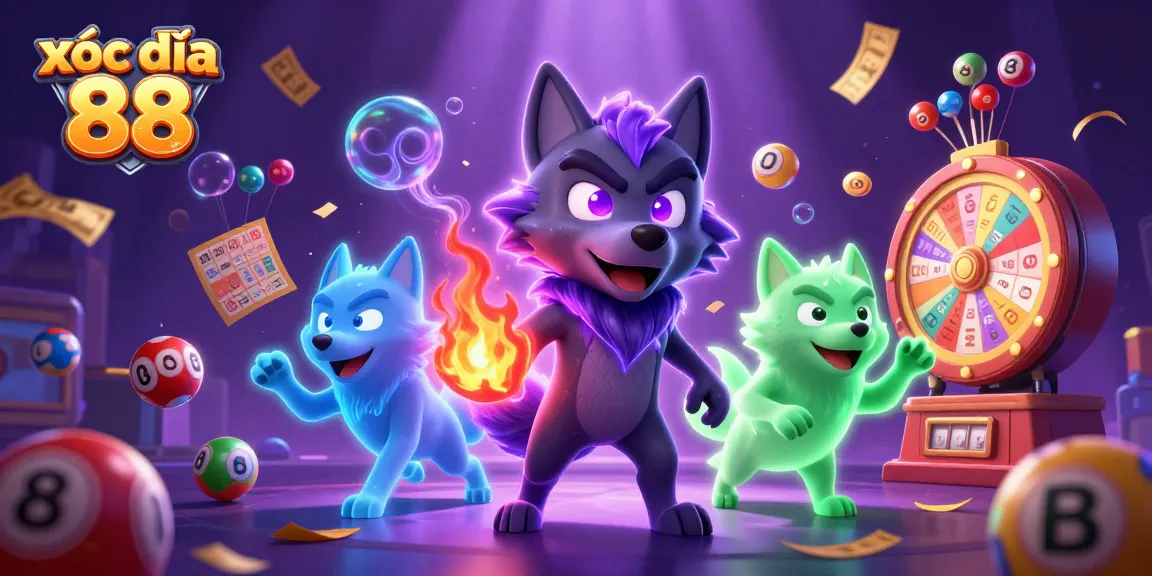 xóc đĩa 88 brings vibrant lottery elements to life with a dynamic illustration of a wolf pack.