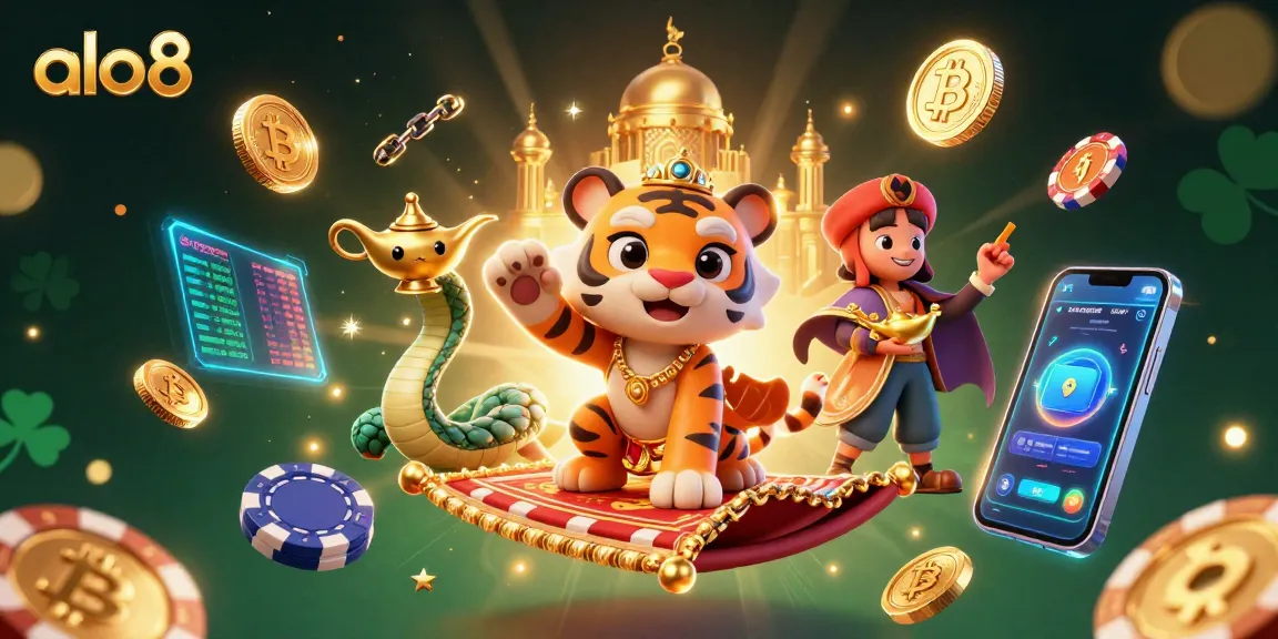 Experience the excitement of alo8 with a colorful 3D gaming scene showcasing vibrant casino elements.