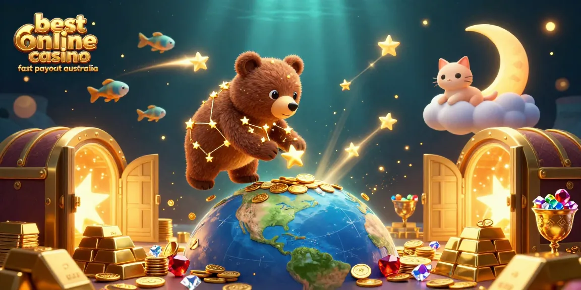 Experience the thrill at the best online casino fast payout australia with this vibrant 3D scene filled with treasures.