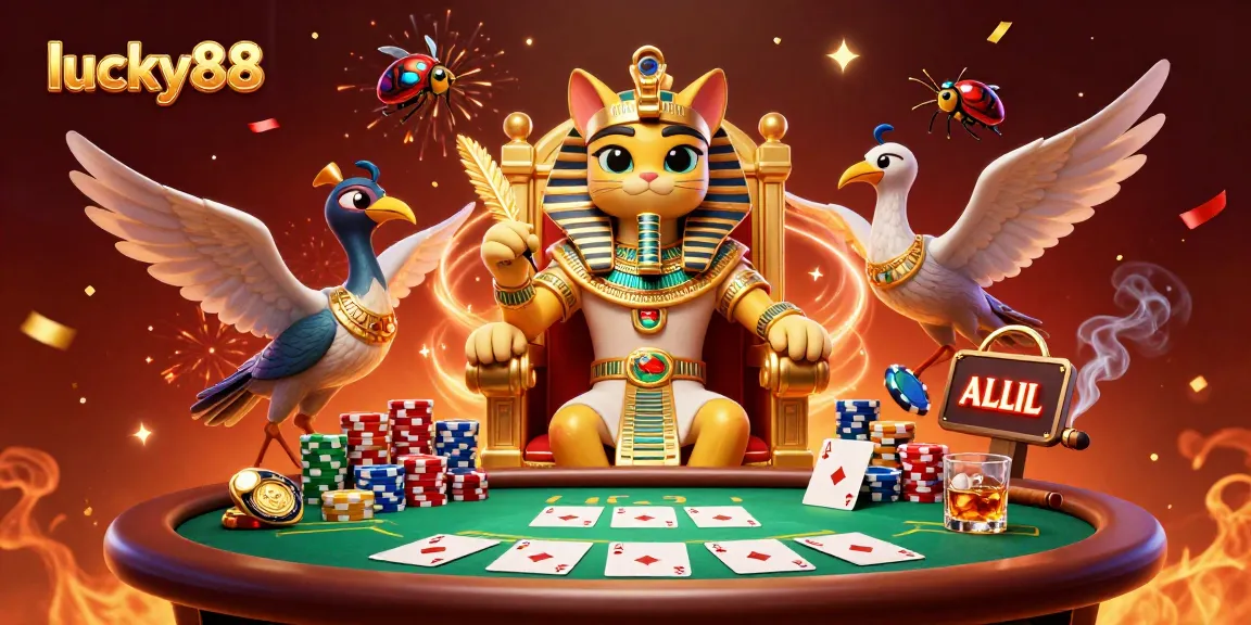 Experience thrilling moments with lucky88 as the pharaoh cat rules a lavish casino.