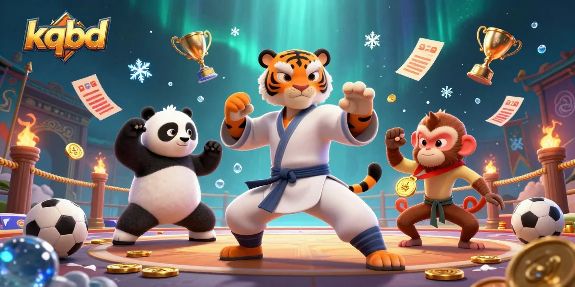 KQBD showcases a kung fu tiger master and panda disciple amidst sports betting elements, highlighting live football results.