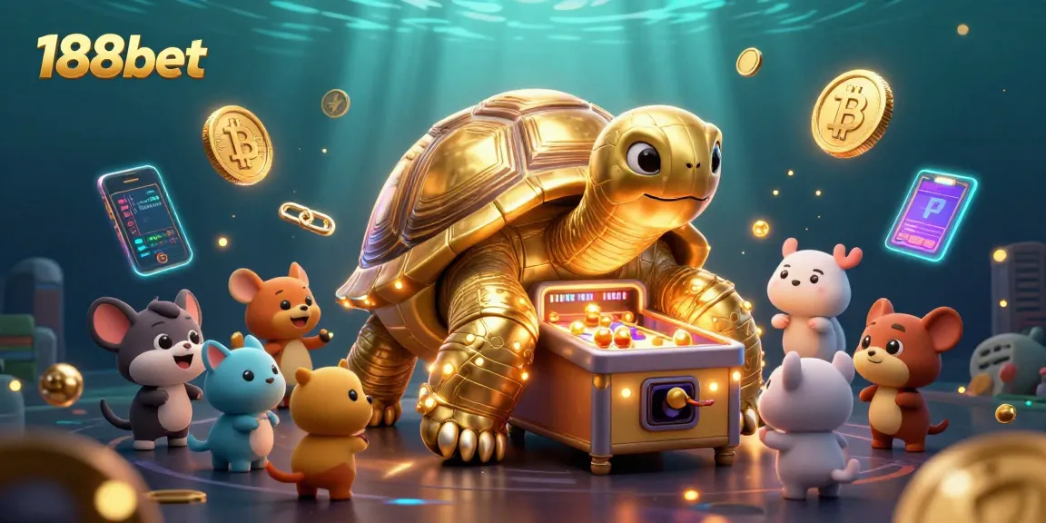 Play exciting games at 188bet with vibrant crypto-themed visuals, showcasing fun gaming action.