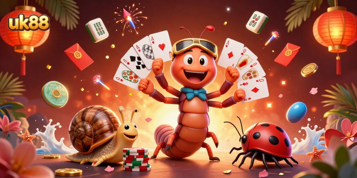 Experience thrilling gameplay with uk88's vibrant 3D casino illustration full of energy.