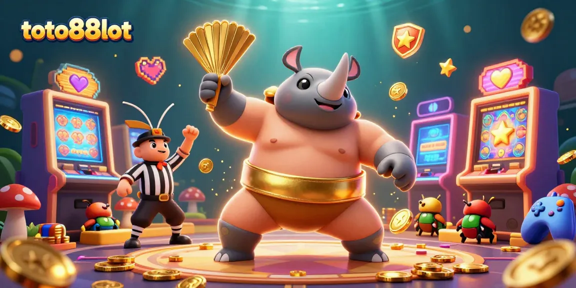 Toto88slot unleashes winning potential with vibrant slot machines and energetic beetle characters.