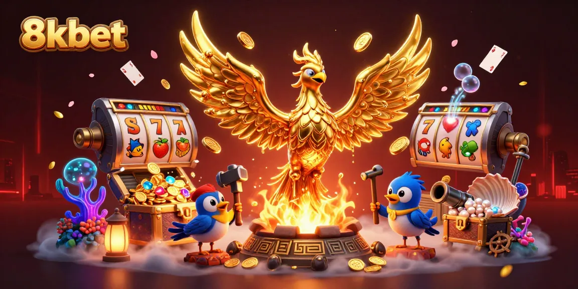 Experience the excitement of 8xbet with golden phoenix and dynamic jackpot elements in a vibrant casino setting.