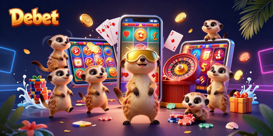 Debet casino meerkats managing a vibrant gambling scene full of excitement and energy.
