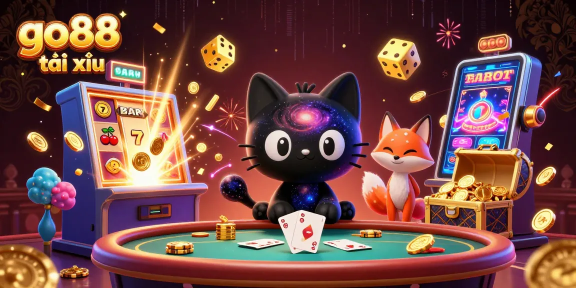 Experience go88 tài xỉu excitement with vibrant casino elements and playful characters.