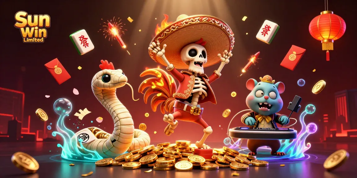 Engage with Sun Win Limited: Enjoy vibrant gaming experiences featuring animated casino elements, lively characters, and festive theme.