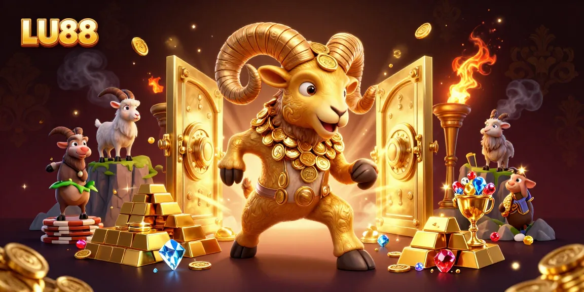 Win with LU88 in this vibrant casino scene featuring golden riches and dynamic gaming elements.