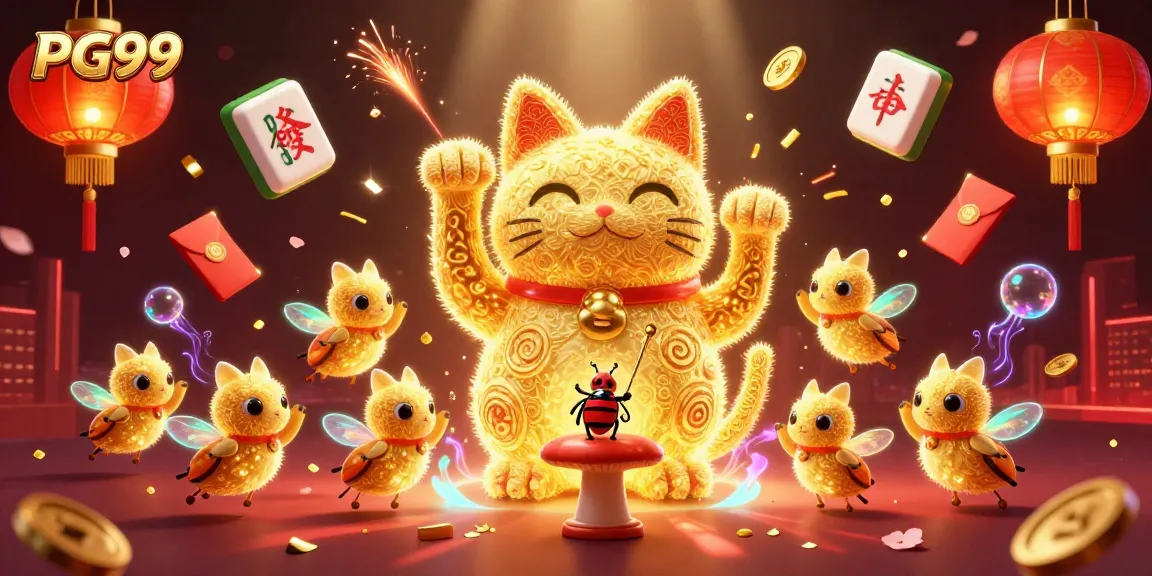 Experience PG99 in a vibrant, dynamic casino world with golden symbols and exciting game elements.