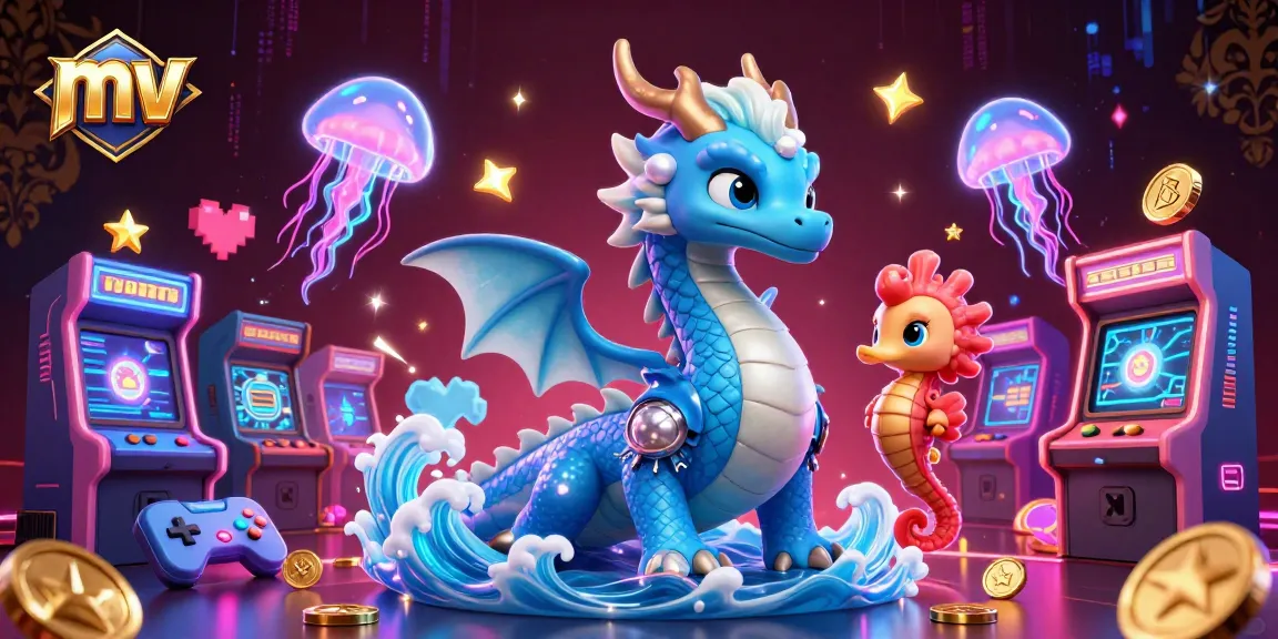 Join the excitement with mv’s vibrant casino scene featuring a majestic water dragon and seahorse knight.
