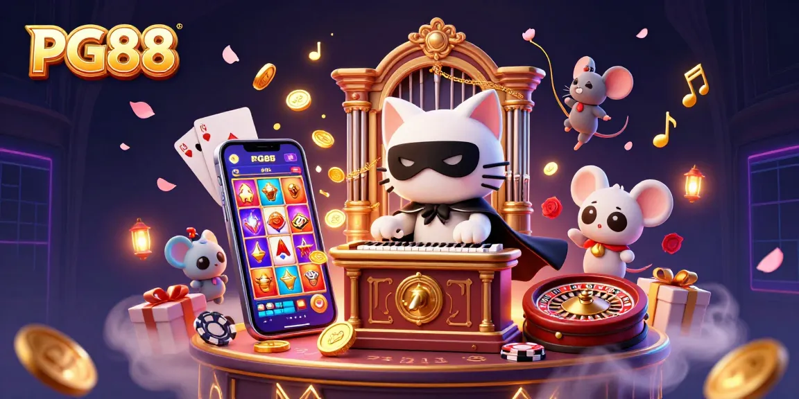PG88 invites players to enjoy thrilling casino experiences illustrated with dynamic gaming elements and a captivating scene.