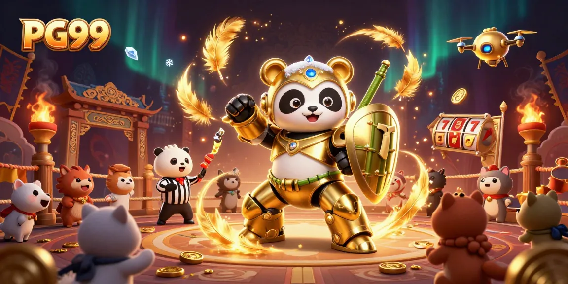 Engage in thrilling gameplay at PG99 with vibrant slot machines and dynamic casino elements in a 3D arena.