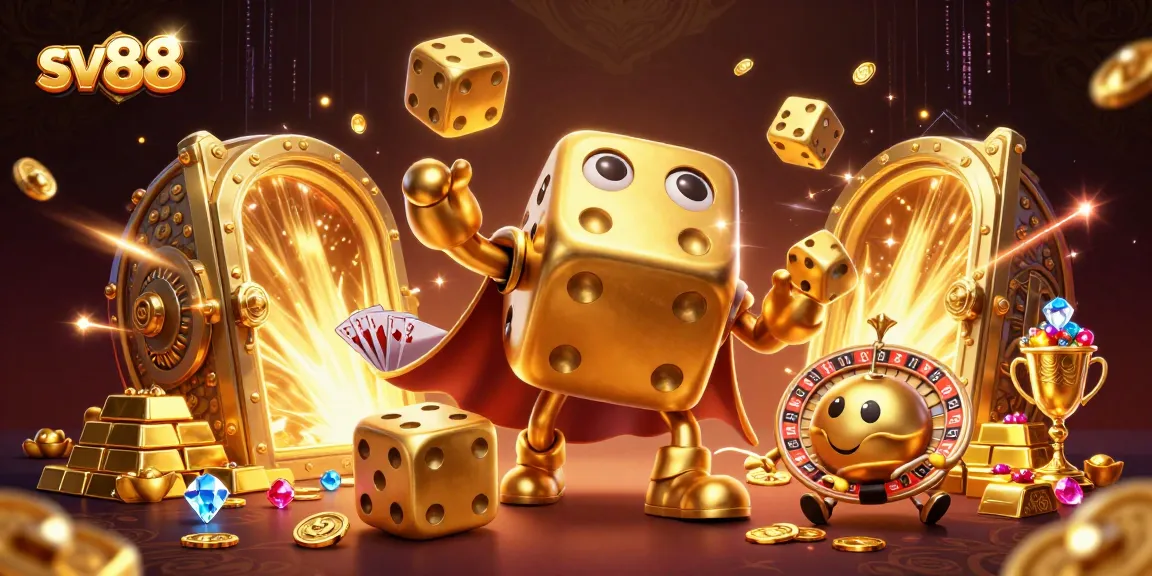 Experience sv88's exciting gameplay with vibrant animations and dynamic casino elements in this stunning illustration.