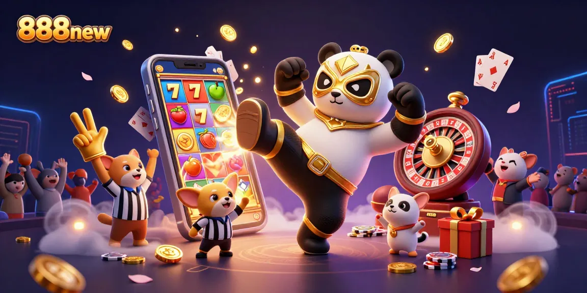 Engage with the vibrant casino scene featuring 888new, as a panda wrestler and chihuahua referee bring excitement to gaming.
