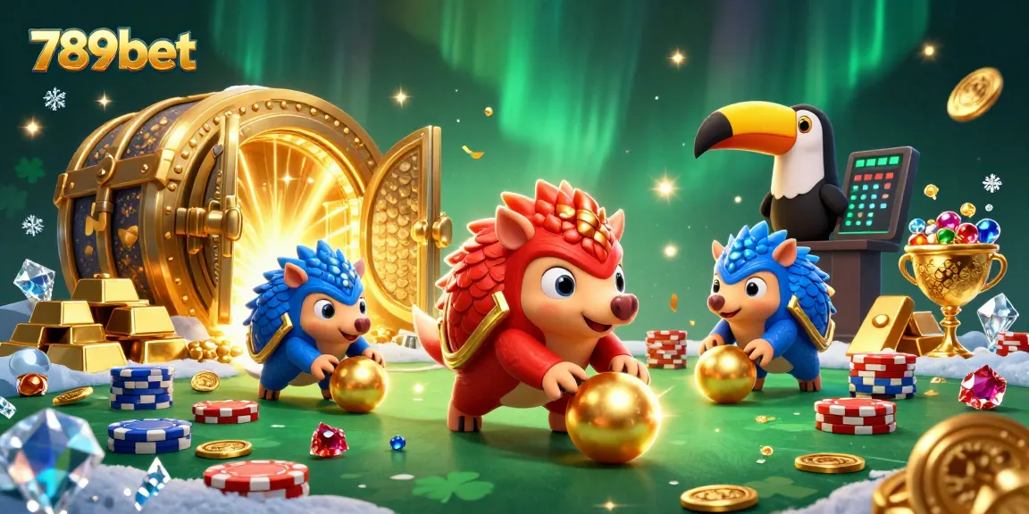 Engage with gaming thrills at 789bet, featuring rival pangolins in an exciting casino scene.